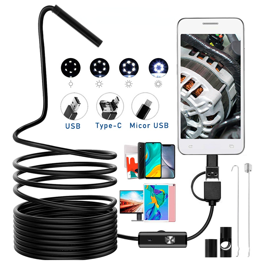 Telecamera endoscopica USB micro Android PC funzione OTG flessibile 10mt.